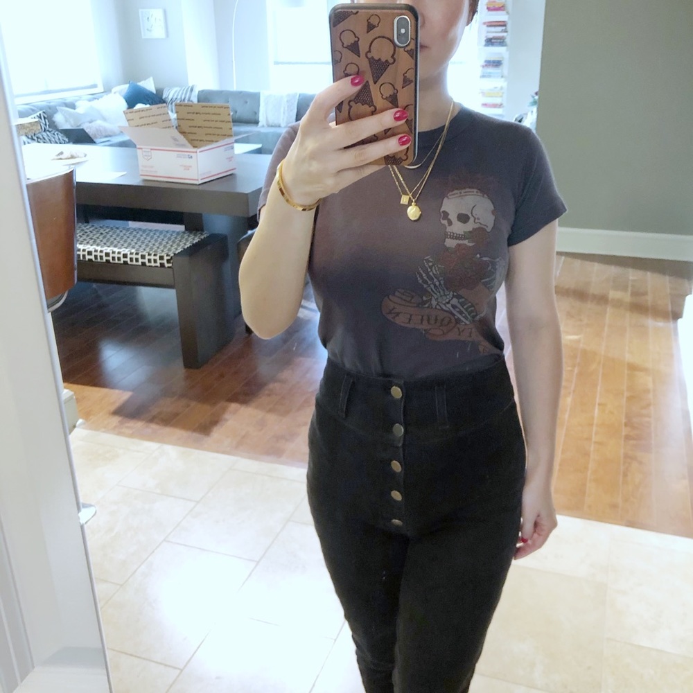 Junk food Beauty Queen Skull charcoal t-shirt